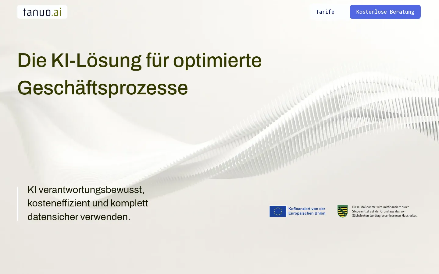Screenshot der geprüften Website https://tanuo.ai/