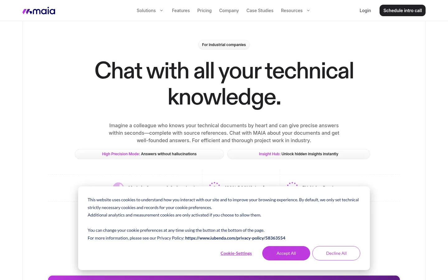 Screenshot der geprüften Website https://www.getmaia.ai/