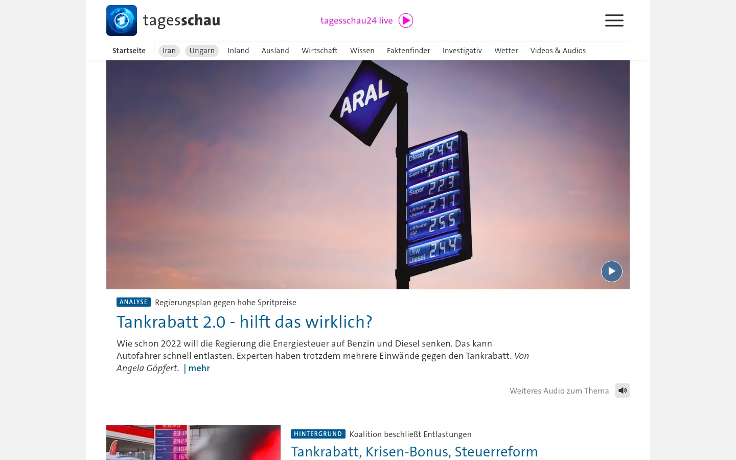 Screenshot https://tagesschau.de/