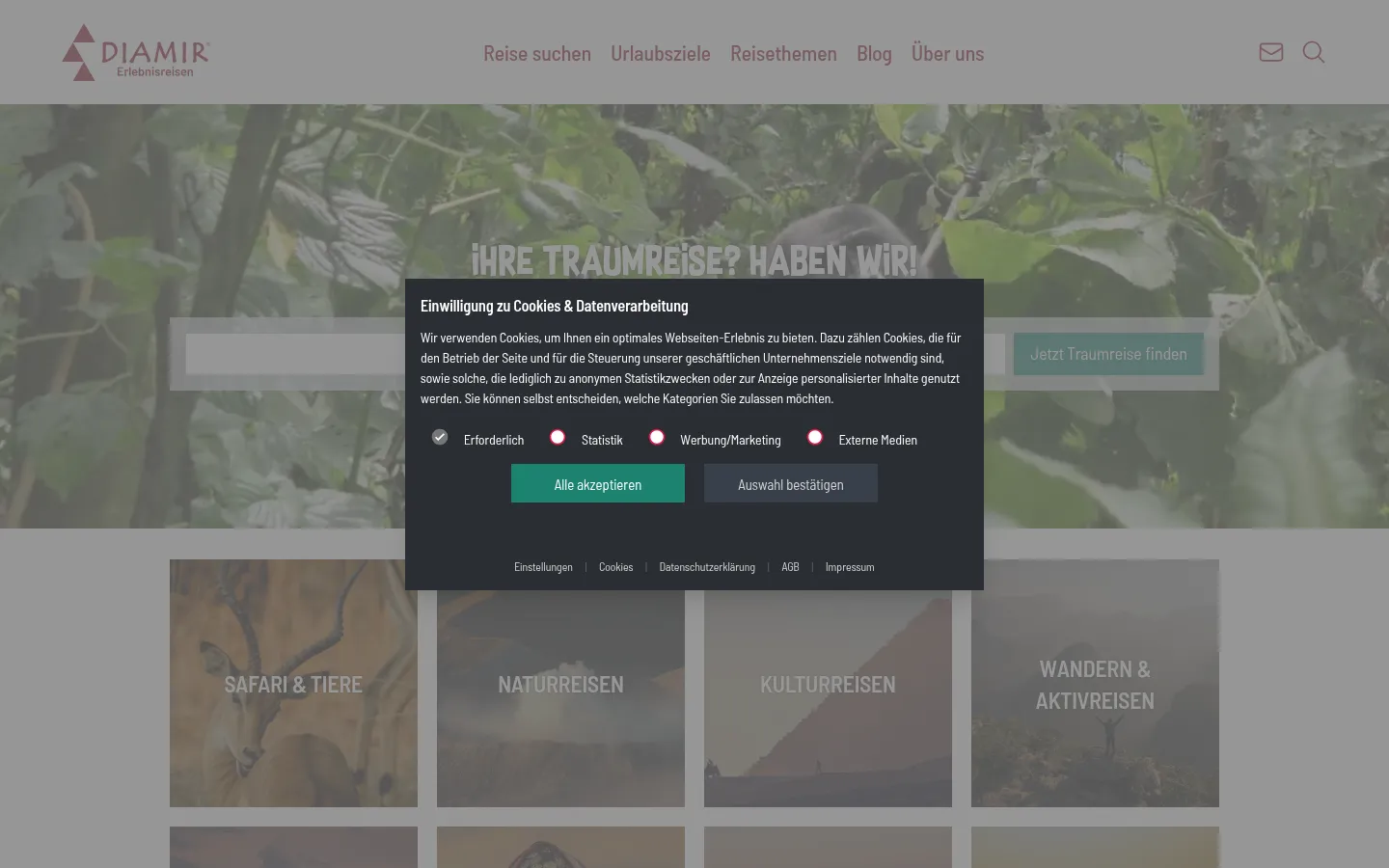 Screenshot https://www.diamir.de/