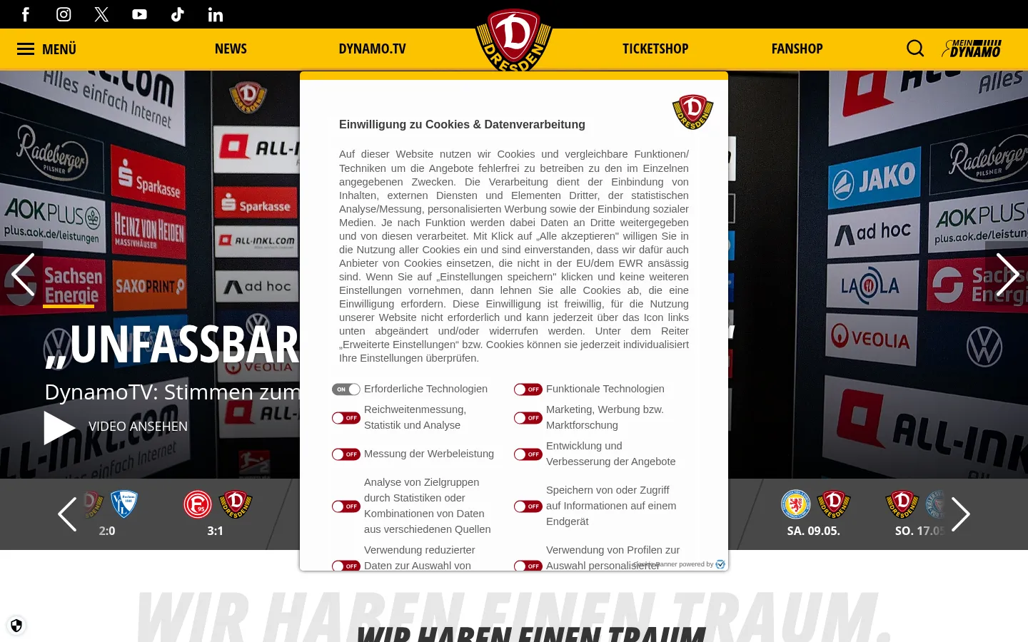 Screenshot https://www.dynamo-dresden.de/