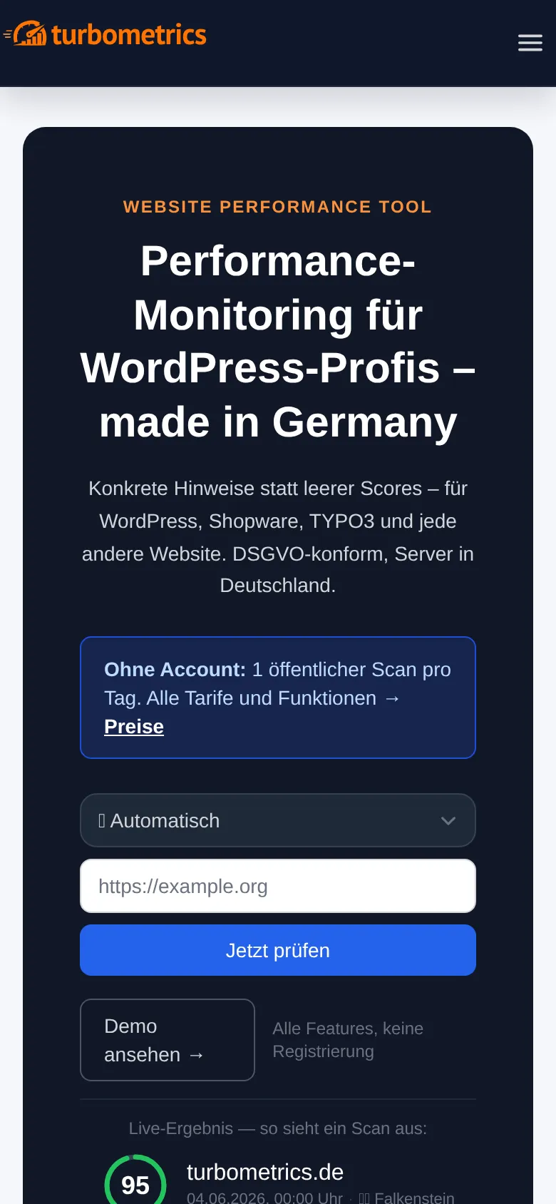 Screenshot https://turbometrics.de/