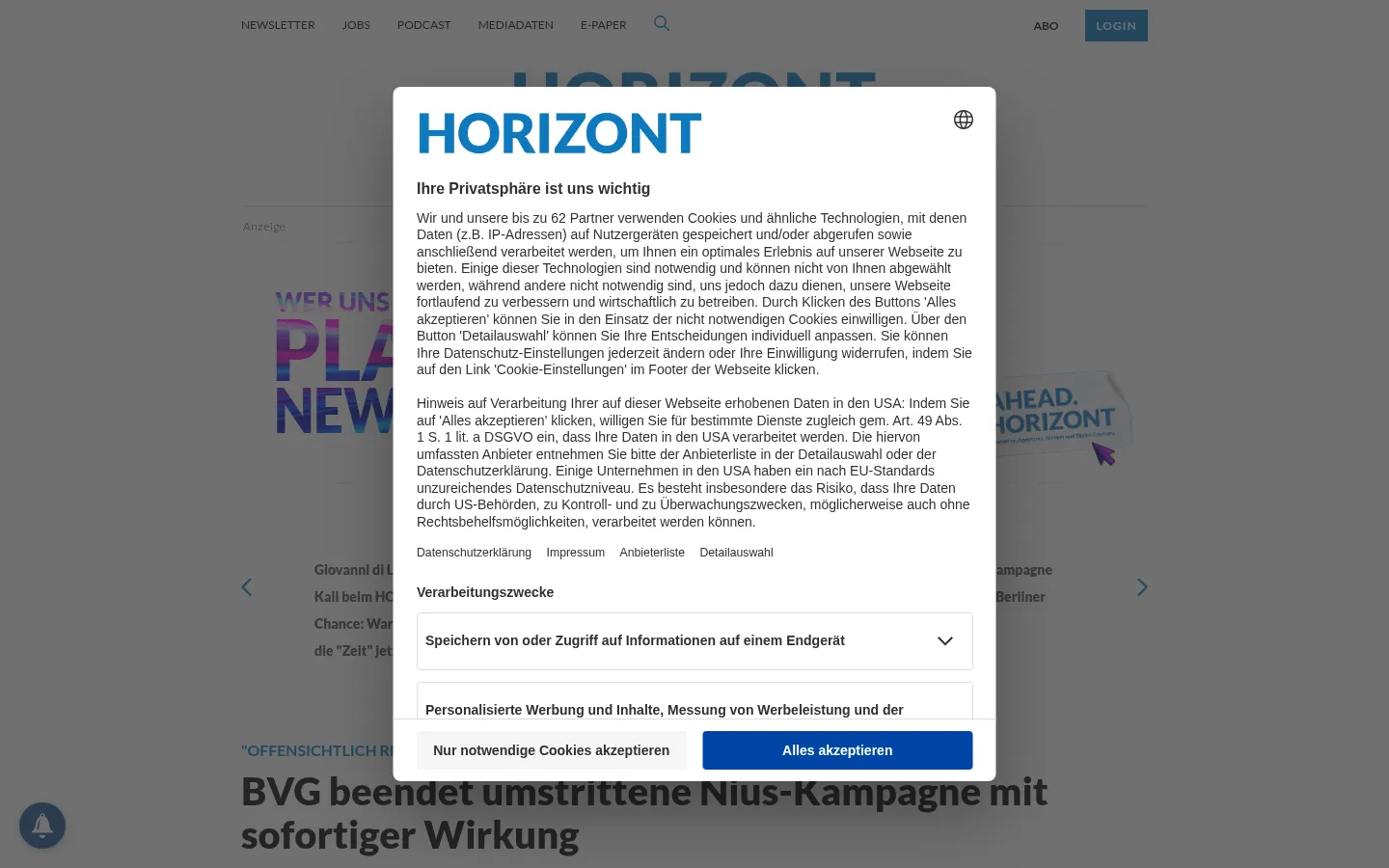 Screenshot https://horizont.net/
