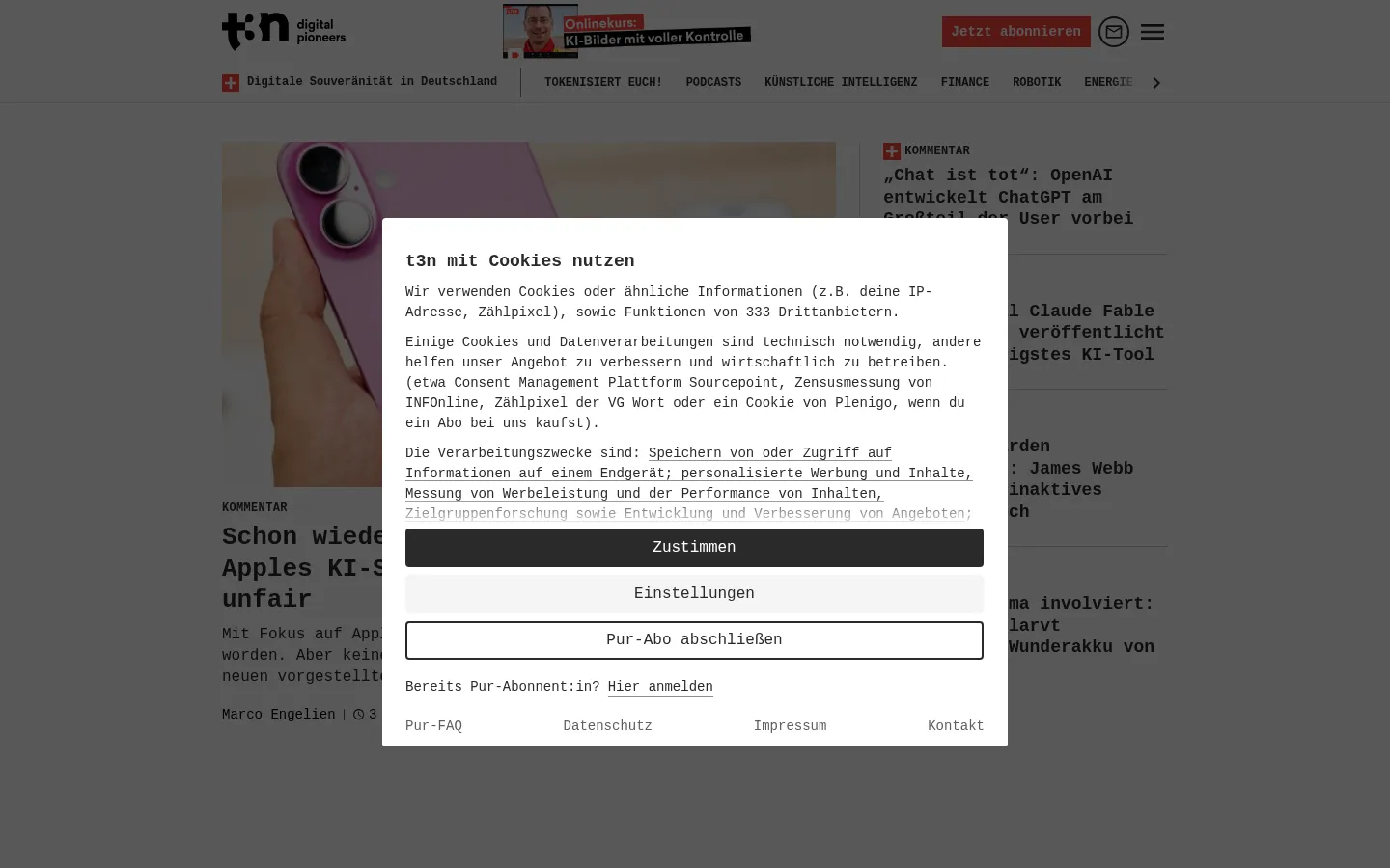Screenshot https://t3n.de/