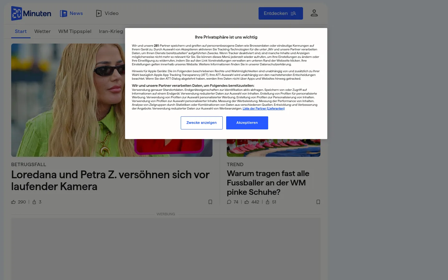 Screenshot https://www.20min.ch/